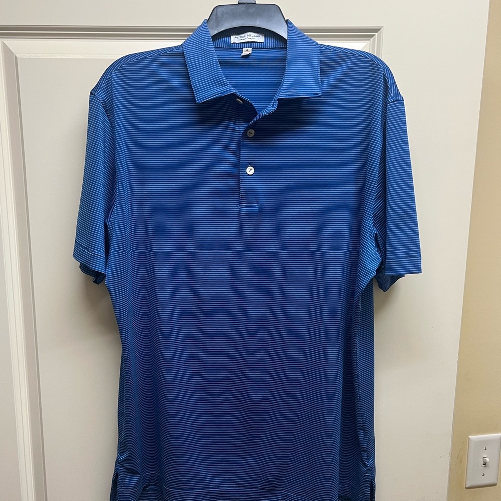 Men's Peter Millar Blue Striped Polo Shirt